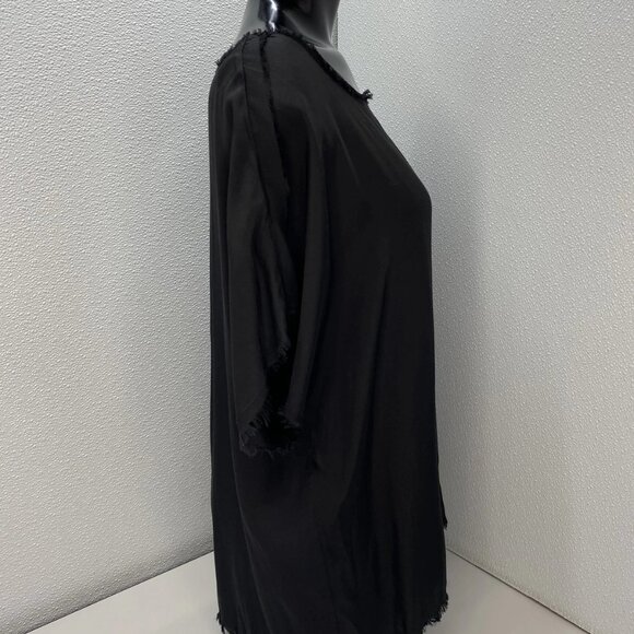 Sanctamuerte Women’s Girocollo Frayed-Trim Short Sleeve T-Shirt Black Size XS - Picture 6 of 11